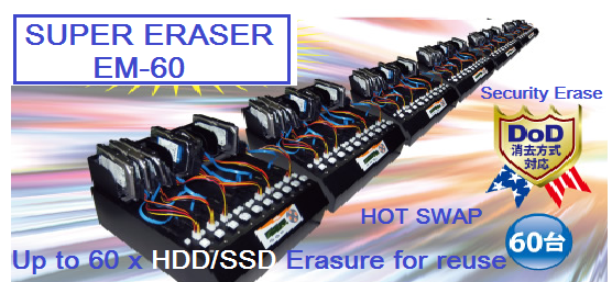 Up to 60 x HDD/SSD erasure machine