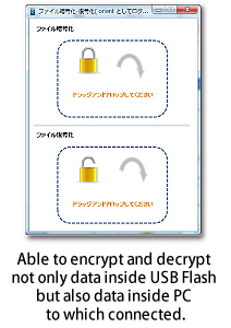 Able to encrypt and decrypt not only datainside USB Flash but also data inside PC connected to.